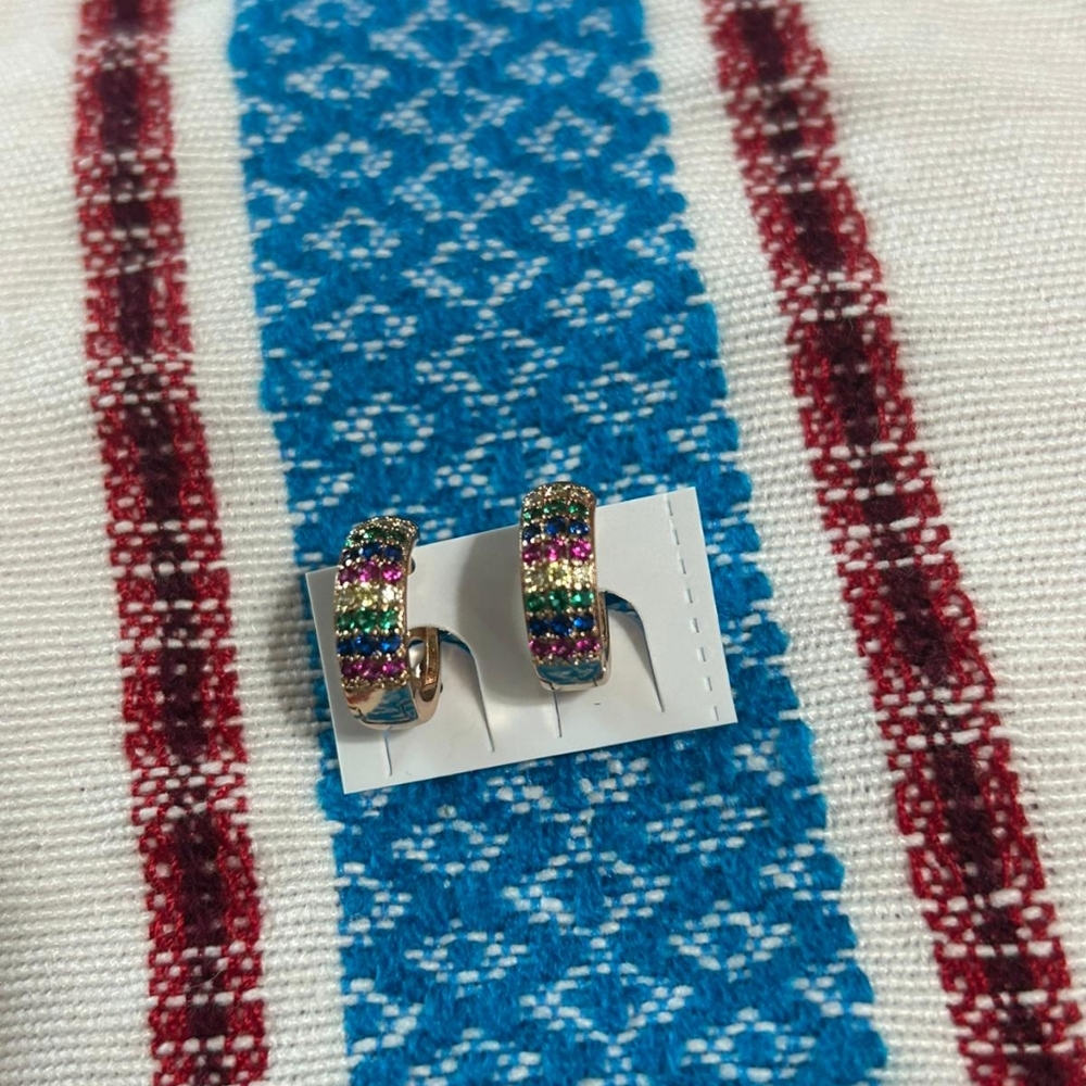 Colorful Gold Plated Small Hoop Earrings New